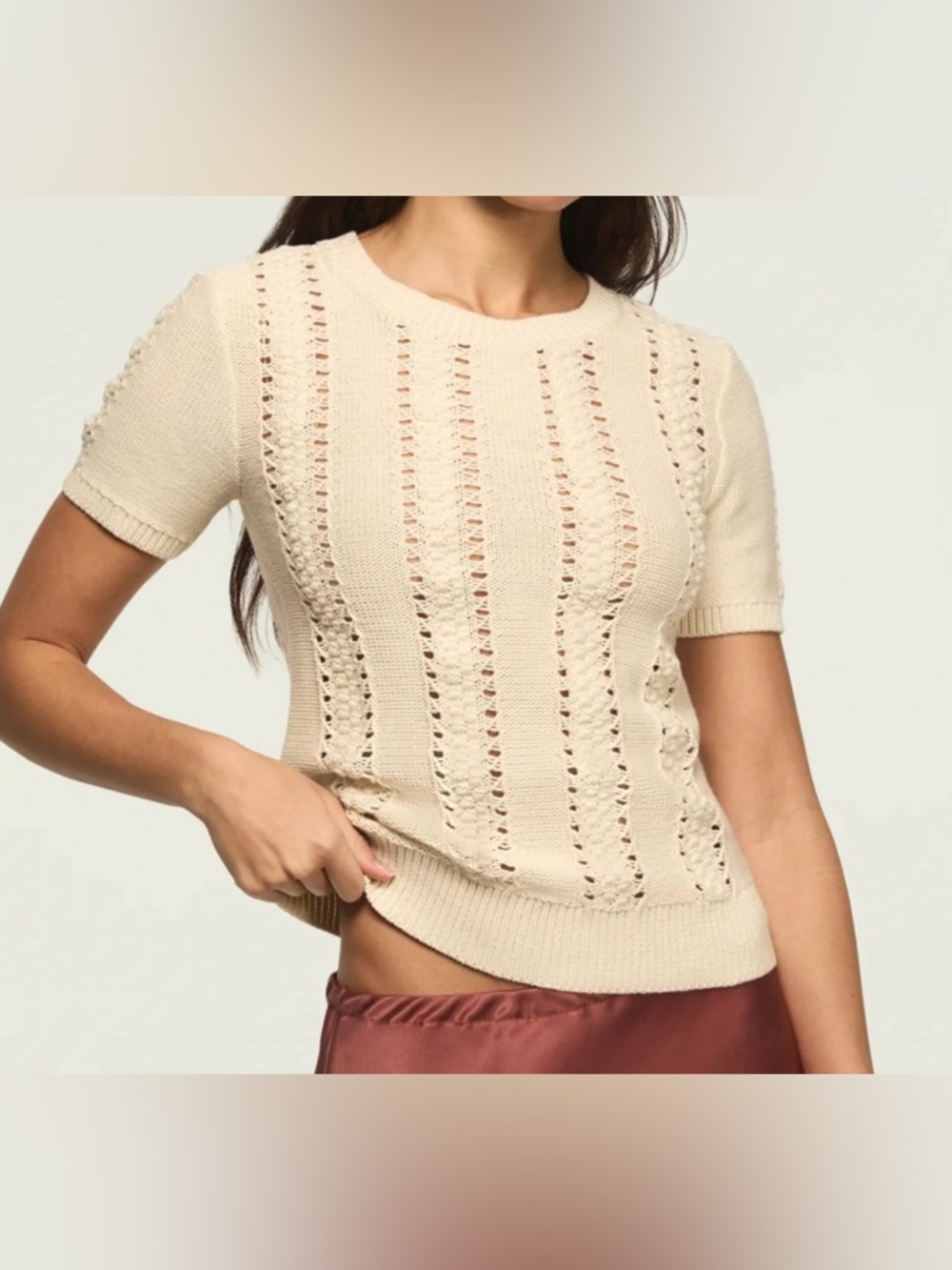 NWT - Lucky Brand Pointelle Sweater Tee